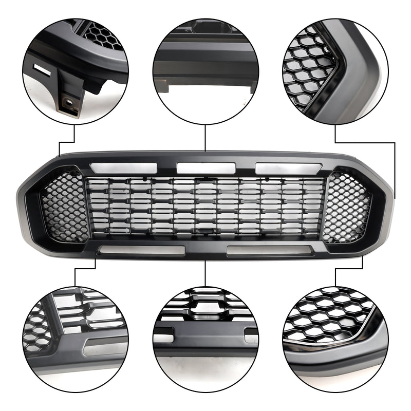 Black Front Bumper Grill Grille Fit Ford Ranger T8 2019-2023