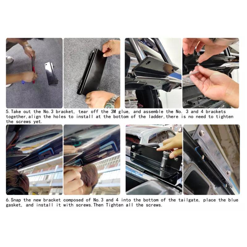 Tailgate Hatch Ladder Accessories Black For Toyota 4Runner 5th Gen 2010-2024