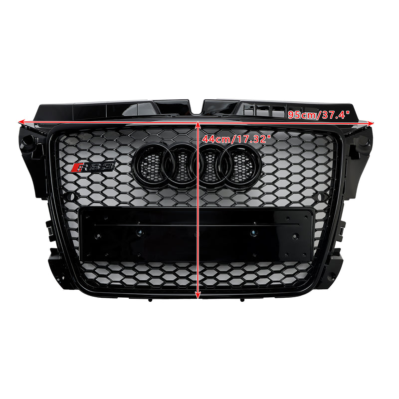 RS3 Style Honeycomb Front Bumper Grille Grill Fit Audi A3 8P 2008-2013