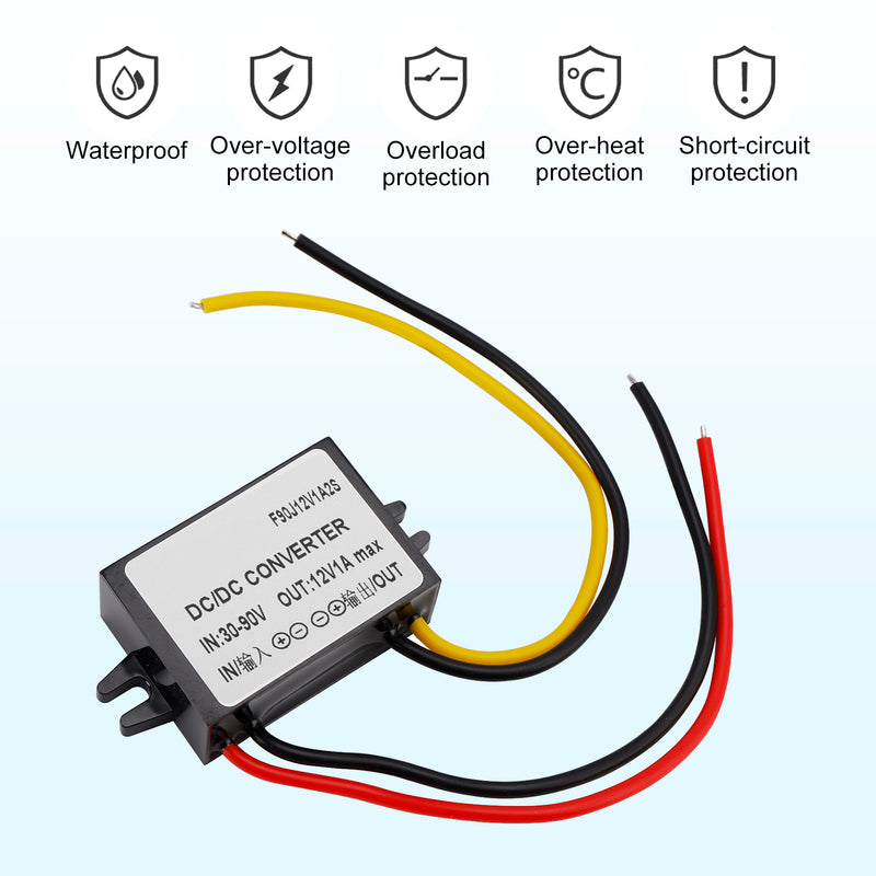 WaterProof 30-90V to 12V 1-30A Step Down DC/DC Power Converter Regulator