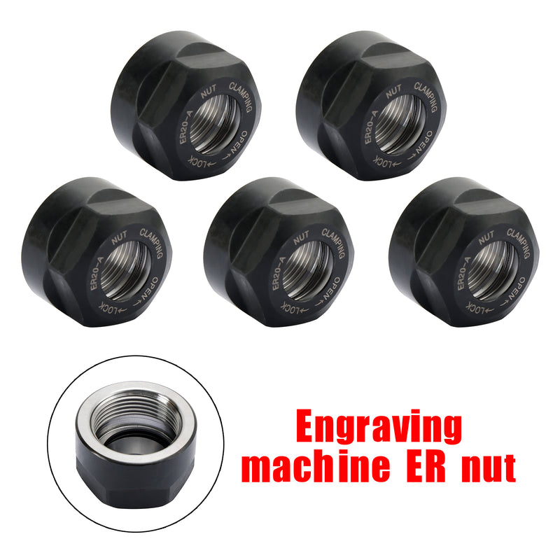 5Pcs ER20-A Type Collet Clamping Nut Chuck Holder CNC Milling Lathe Tool Holder