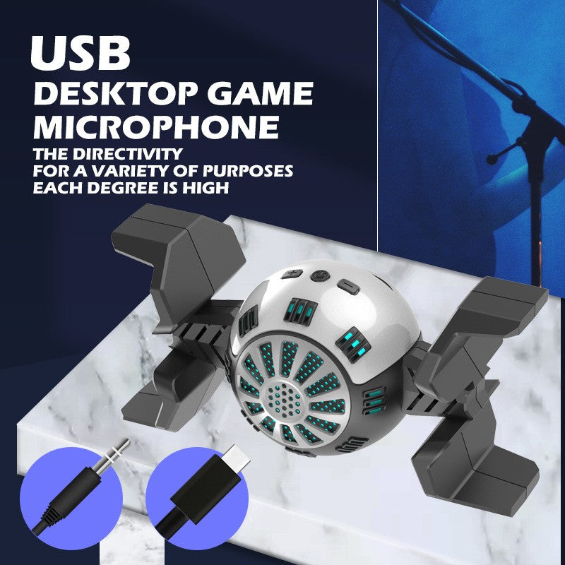 USB Desktop Game Microphone Condenser Mic Live Streaming Kit Podcast Recording