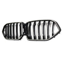 Black Front Bumper Grille Grill Fit BMW X6 G06 M50i 2020-2022 W/Camera Hole