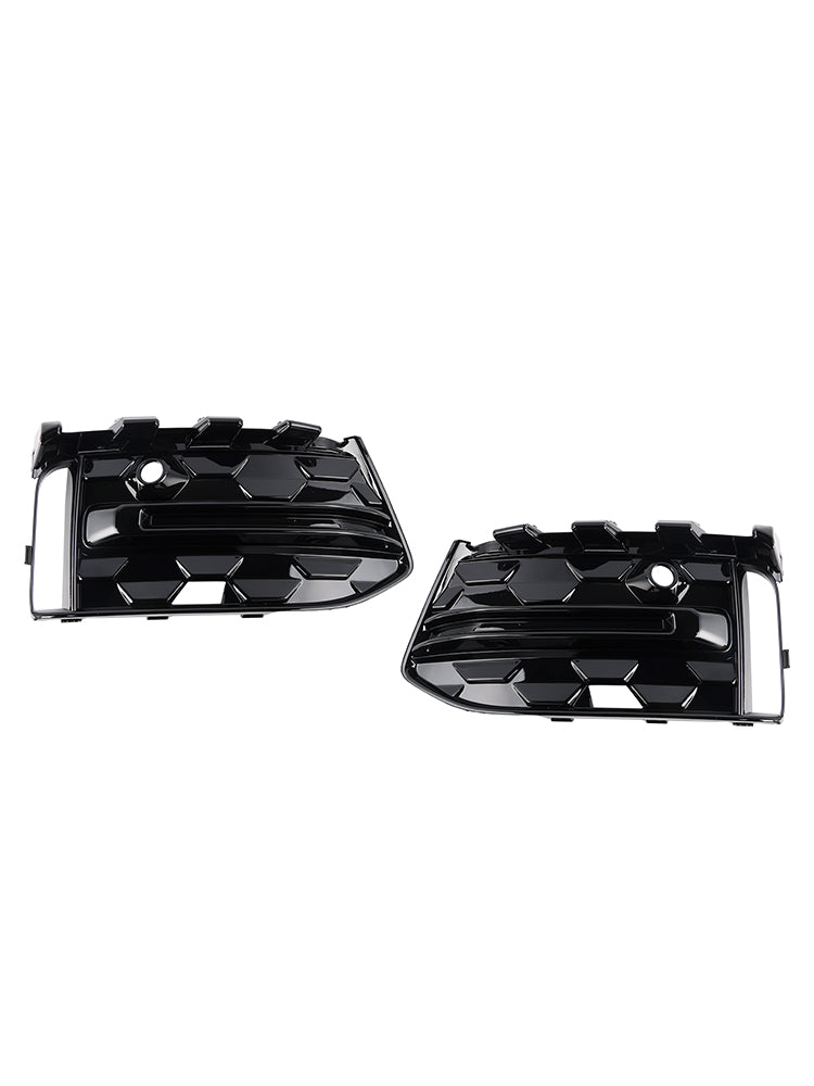 2PCS Front Bumper Fog Light Grille Trim Fit Audi A6L C8PA 2023+ Black