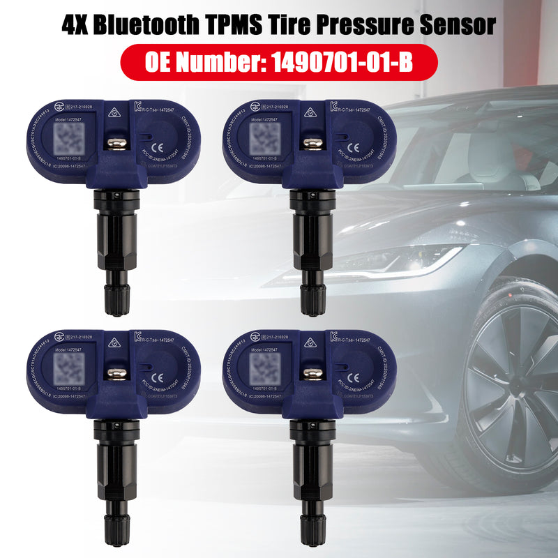4Pcs Bluetooth TPMS Tire Pressure Sensor For Tesla Model 3 / S / X / Y 2021-2024