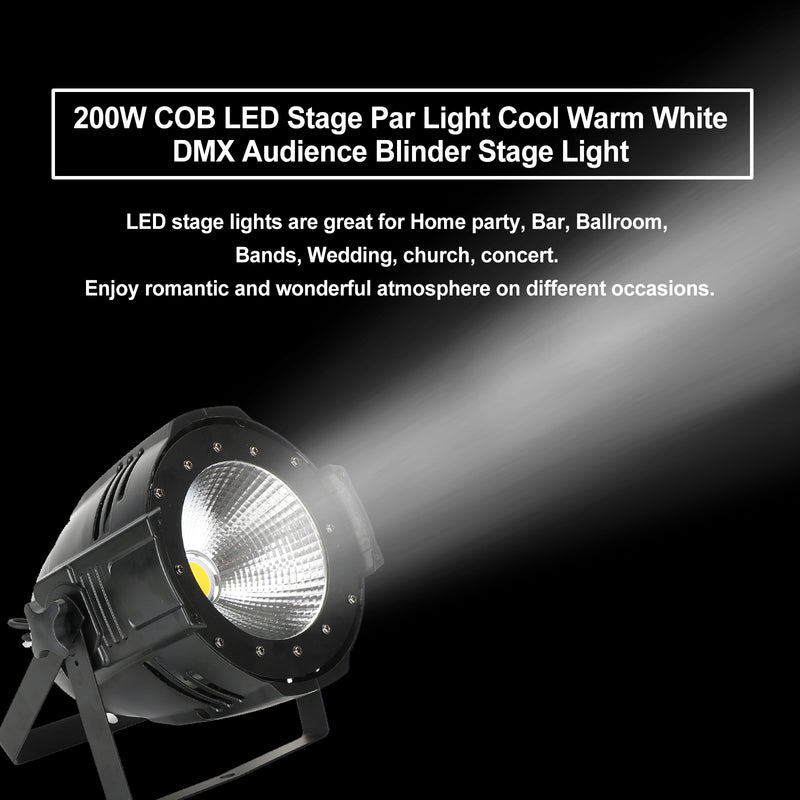 200W COB LED Stage Par Light Cool Warm White DMX Audience Blinder Stage Light