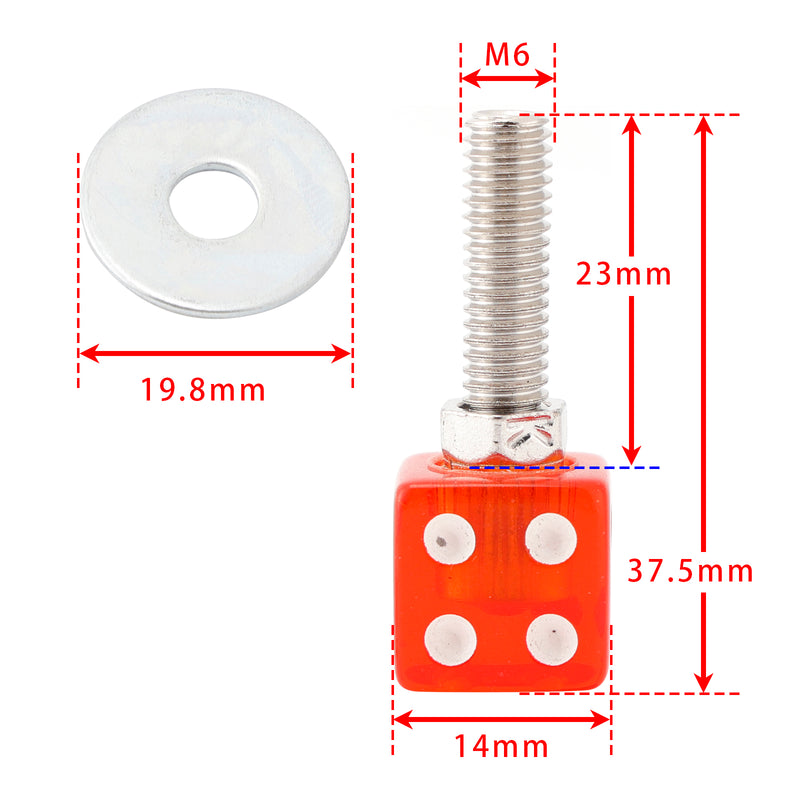 M6 Plastic Custom Head Dice License Plate Frame Screws Bolts Hardware Red X2