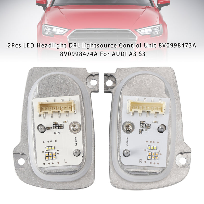 2Pcs LED Headlight DRL lightsource Control Unit 8V0998473A 8V0998474A For AUDI