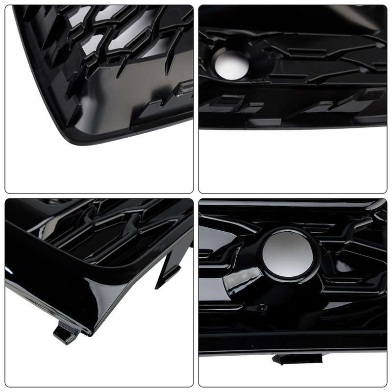 Front Bumper Grille Honeycomb Grill & Fog Light Cover Fit Audi Q5 2021-2025