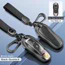 Aluminum Alloy TPU Silvery Car Key Case Cover With Buckle For Porsche Cayenne