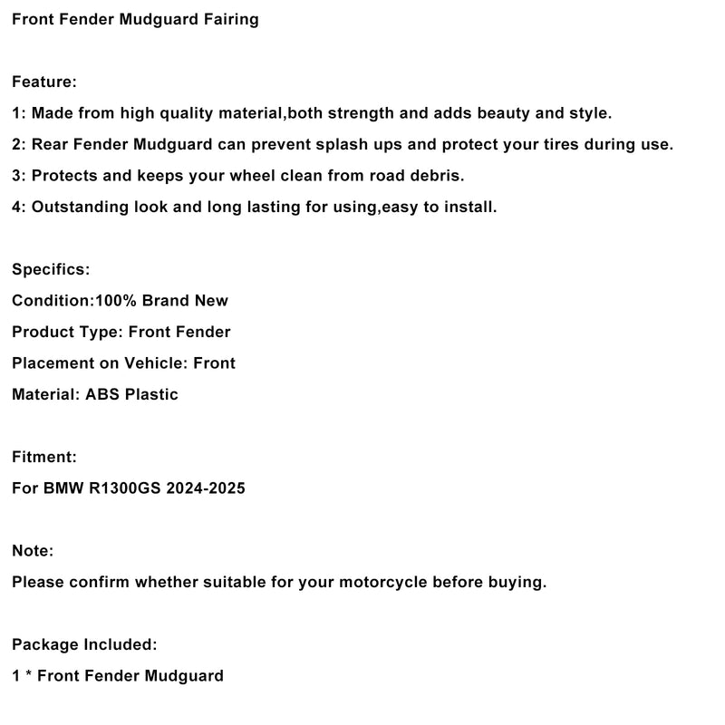 Front Fender Mudguard Fairing For BMW R1300GS 2024-2025