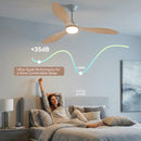 Remote Quiet 6 Speeds Black White Modern 52" Pendant Ceiling Fan with Light