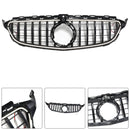 Black Front Bumper Grill Grille Fit Mercedes W205 C250 C300 2015-2021 W/LED