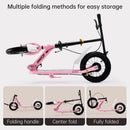 Shock-Absorbing Foldable Commuter Kick Scooter With 12" Large Smooth Rolling Rubber Air Tires Pink/Green/White/Black