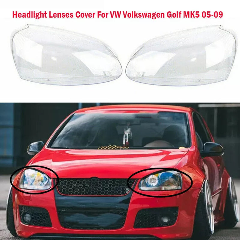 2PCS Front Headlight Lens Headlamp Clear Cover 1K6941005S For VW MK5 2005-2009