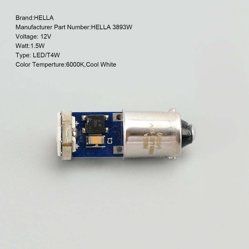 10X For HELLA LED Retrofit 3893W T4W 12V 1.5W BA9S 6000K