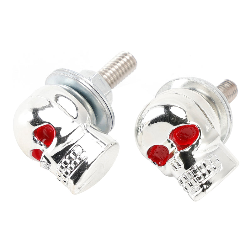 M6 Plastic Custom Head Skull License Plate Frame Screws Bolts Hardware Silver X2