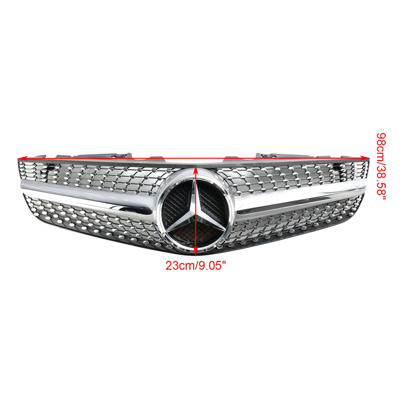 Mercedes R230 SL550 SL600 2009-2012 Diamond Front Bumper Upper Grill