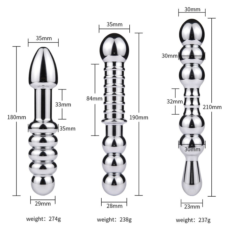 Sex Toy Stainless Steel Dildo Double Head Anal Plug Bead Butt Dilator Huge Metal