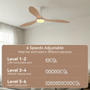 Remote Quiet 6 Speeds Black White Modern 52" Pendant Ceiling Fan with Light
