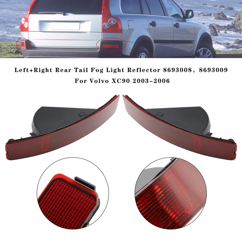 Left+Right Rear Tail Fog Light Reflector 8693008 8693009 For Volvo XC90 2003-06