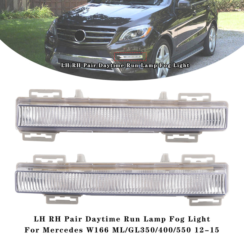 LH RH Pair Daytime Run Lamp Fog Light For Mercedes W166 ML/GL350/400/550 12-15