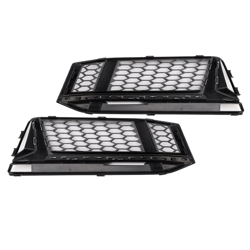 2PCS Fog Light Cover Grille Grill Fit AUDI A4 B9 S-Line S4 2016-2018