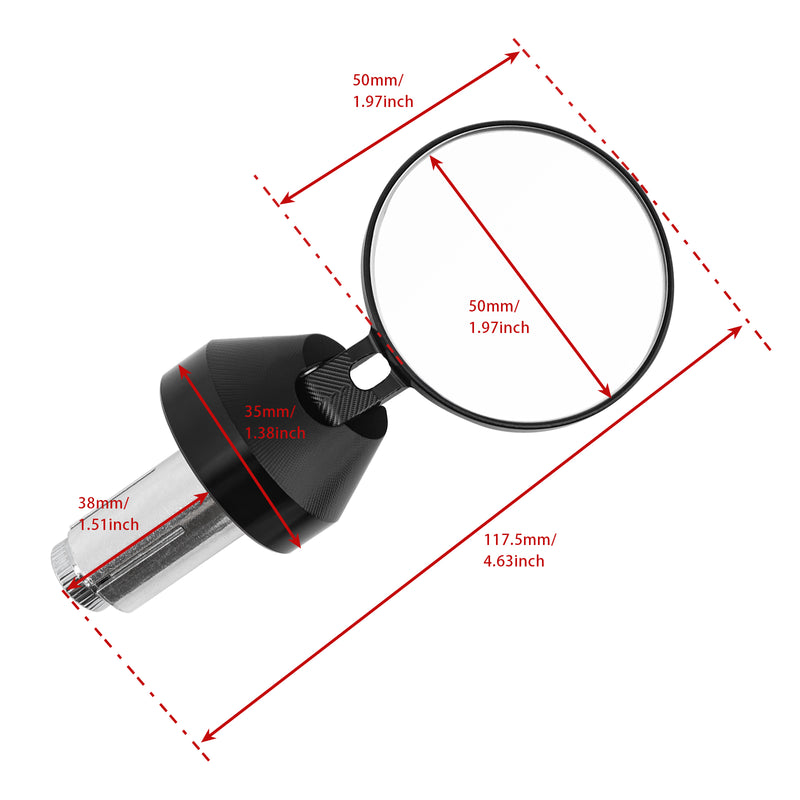 CNC ALUMINUM 50MM MINI HANDLE BAR END MIRROR SET D=35MM BLACK FOR VESPA