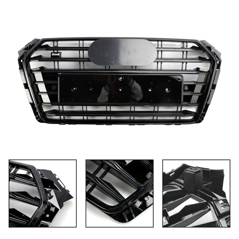 S4 Style Bumper Mesh Hex Grille Grill Fit Audi A4/S4 B9 2017-2018 Black