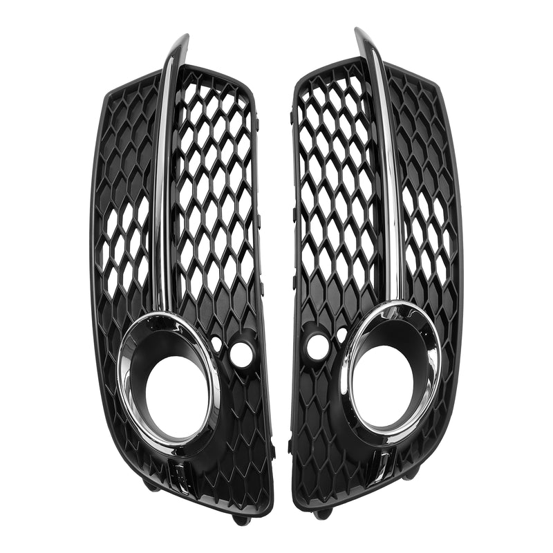 Front Bumper Fog Light Grille Fit Audi Q5 S-Line SQ5 2013-2017 Black Chrome