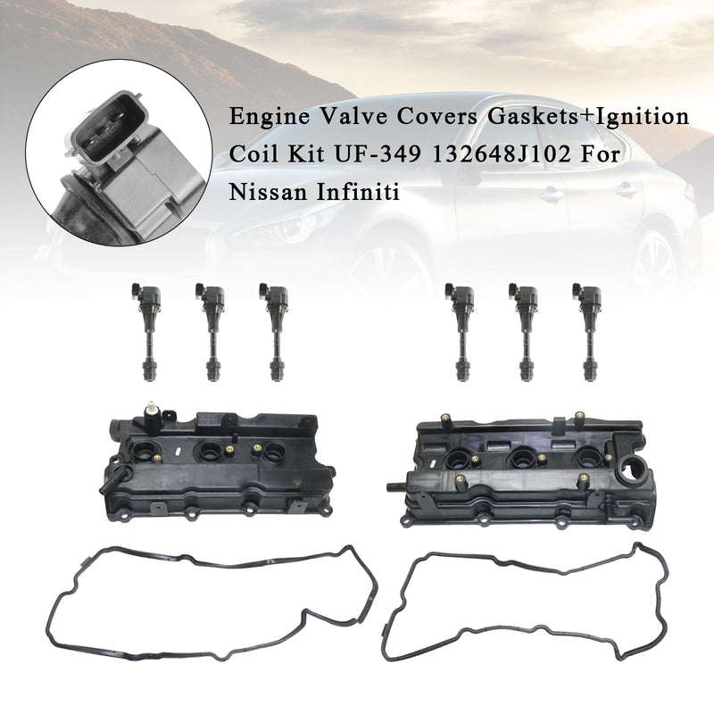 2002-2006 Nissan Altima V6 3.5L Ignition Kit Engine Valve Covers Gaskets+Ignition Coil UF-349 132648J102