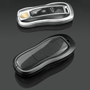 Aluminum Alloy TPU Silvery Car Key Case Cover With Buckle For Porsche Cayenne