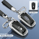 Aluminum Alloy TPU Silvery Car Key Case Cover With Buckle For Ford