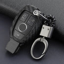 Leather Silicone Car Key Case Cover With Buckle For Mercedes-Benz