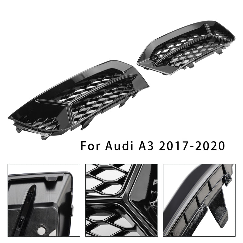 Front Bumper Grill Fog Light Cover Lamp Frame Trim Fit Audi A3 2017-2020