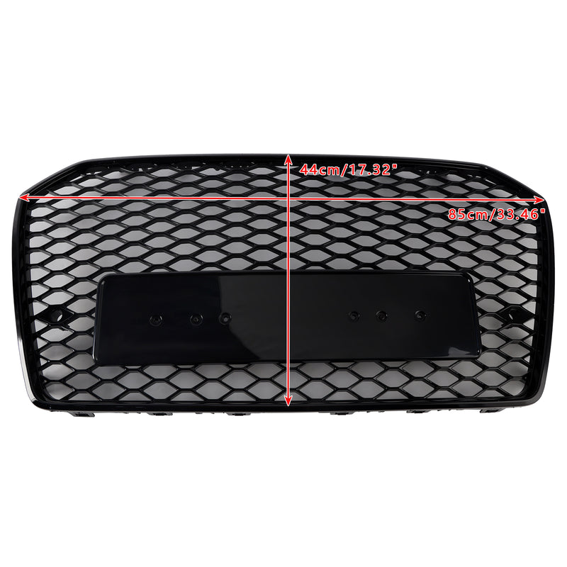 RS6 Style Front Honeycomb Mesh Grille Grill Fit Audi A6 S6 C7 2016-2018 Black