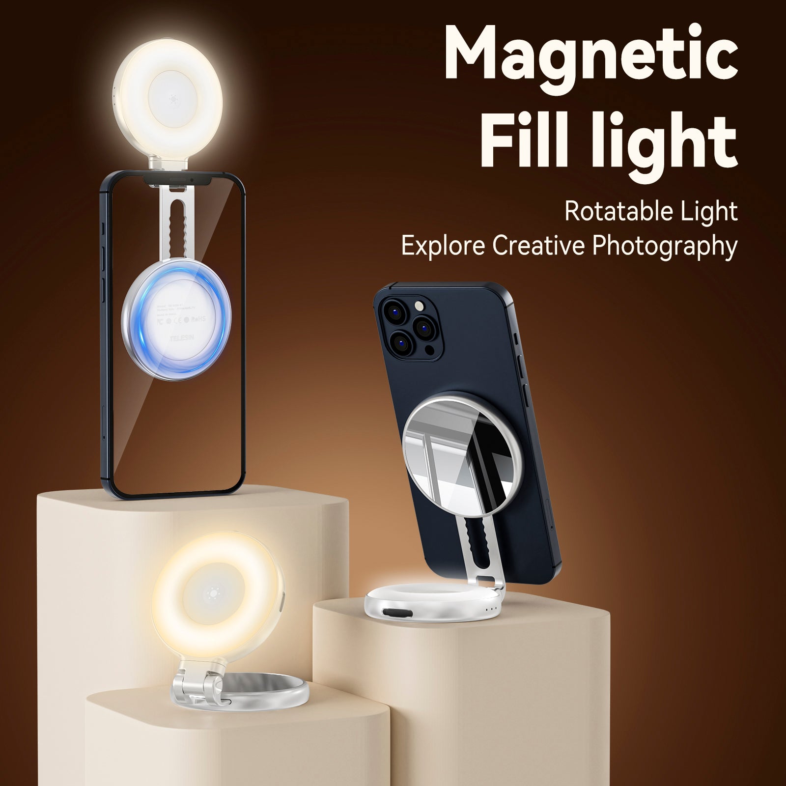 Mobile Phone Magnetic Beauty Fill Light Portable Rotating Stretch Pock