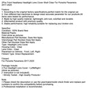 2Pcs Front Headlight Lens Cover Shell Clear For Porsche Panamera 2017-2020