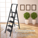 5 Step Ladder, Foldable Step Stool, Aluminum Step Ladder with Anti-Slip Pedal