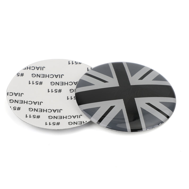 Wheel Center Hub Cap Emblem Badge decal Black Union Jack UK Flag For Mini Cooper Generic