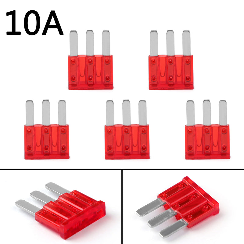 20Pcs Micro3 Fuse Automotive ATL 10A 3 Prong Micro Blade Fuse For Ford Focus