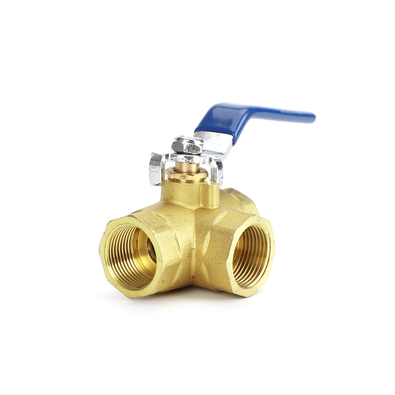 3-Way Ball Valve Female L Port Lever Handle 3/4" NPT Made Of Forged Brass