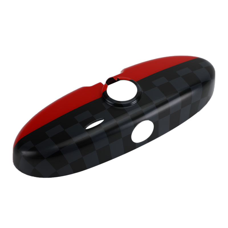 Black/Grey Checkered Red Rear View Mirror Cover For BMW MINI Cooper R55 R56 R57 Generic