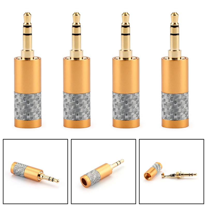 4PCS Mini 3.5mm 3 Pole Stereo Plug Audio Connector Fit DIY Headphone Gold