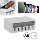 Multiport Quick USB Charger Station With Wireless Charging Pad LCD Display AU