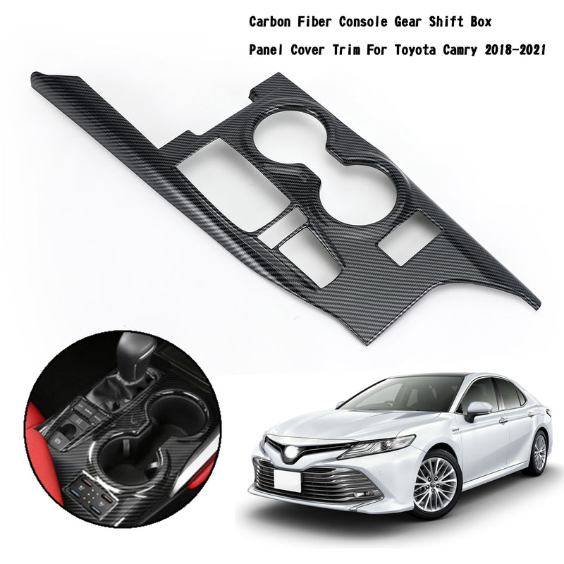Carbon Fiber Console Gear Shift Box Panel Cover Trim For Toyota Camry 2018-2021 Generic