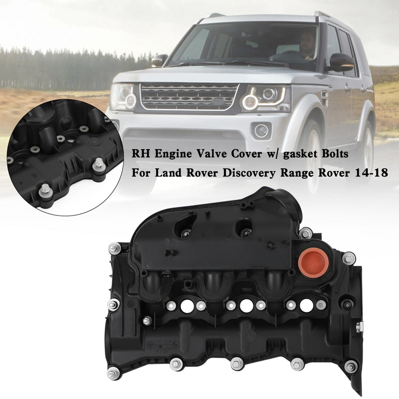 2017-2018 Land Rover Discovery V6 3.0L Diesel RH Engine Valve Cover w/ gasket Bolts