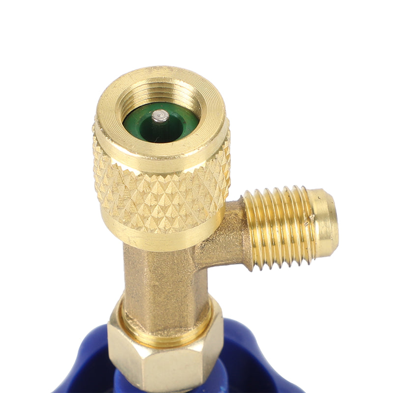 For R22 R134A R410A Gas Refrigerant Ac Can Tap Valve Bottle Opener 1/4Sae Blue