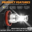 LED Headlight 6000K 2000W 300000LM Low Beam bulbs High Power Generic