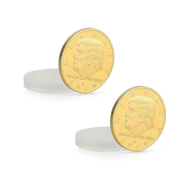 2pcs 2019 US President Donald Trump Plated Commemorative Coin Gold